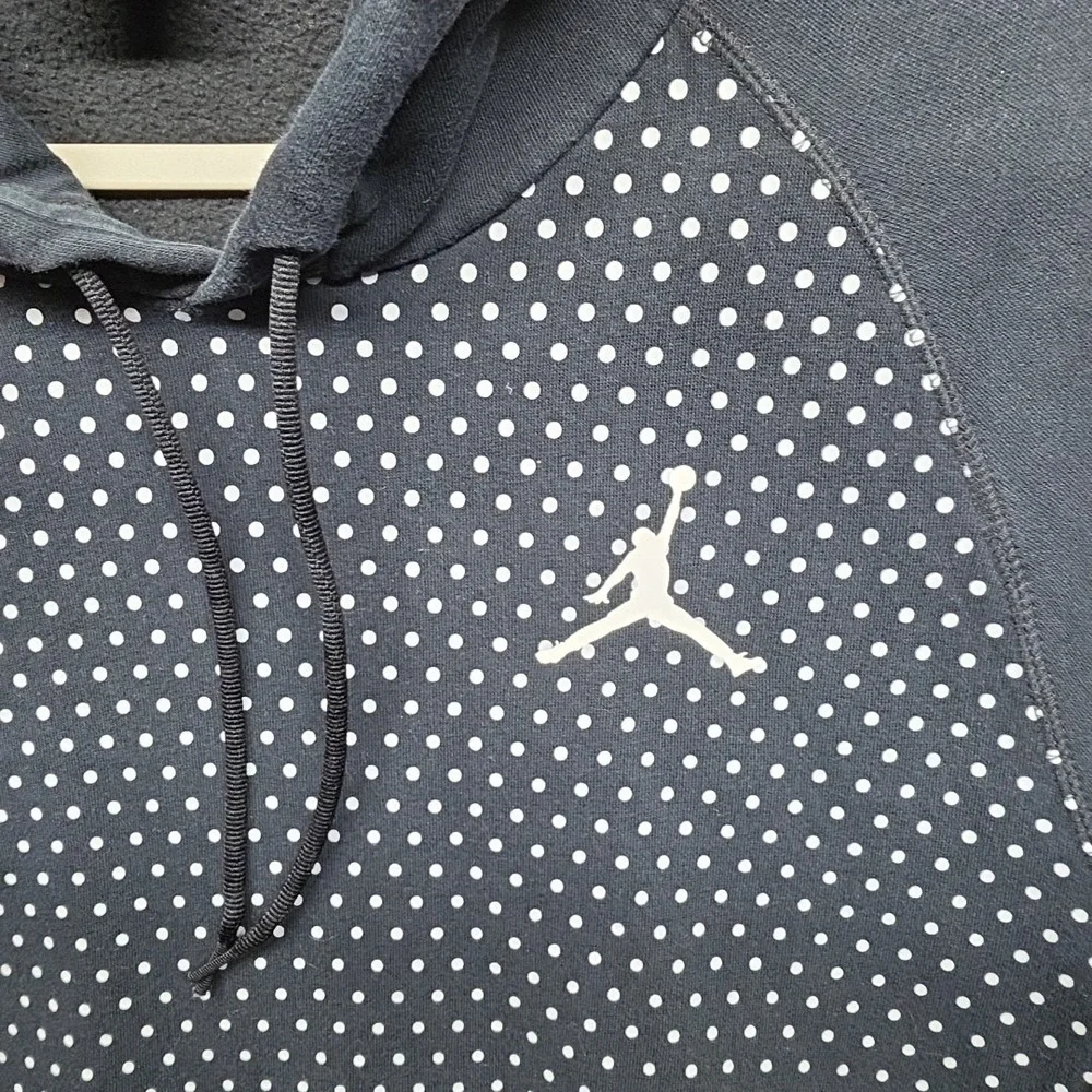 Jordan Polka Dot Pullover Hoodie Black Red White Men's Long Sleeve Sports Size M